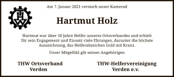 Todesanzeige von Hartmut Holz von SYK