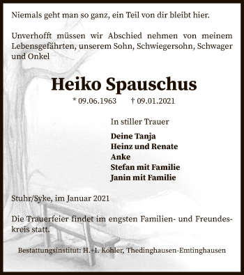 Todesanzeige von Heiko Spauschus von SYK