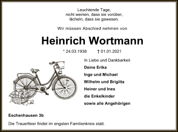 Todesanzeige von Heinrich Wortmann von SYK