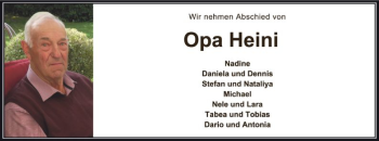 Todesanzeige von Heinrich Wortmann von SYK