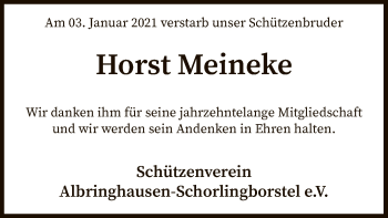 Todesanzeige von Horst Meineke von SYK