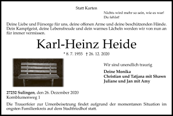 Todesanzeige von Karl-Heinz Heide von SYK