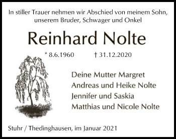 Todesanzeige von Reinhard Nolte von SYK