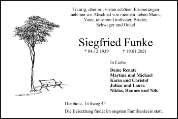 Todesanzeige von Siegfried Funke von SYK