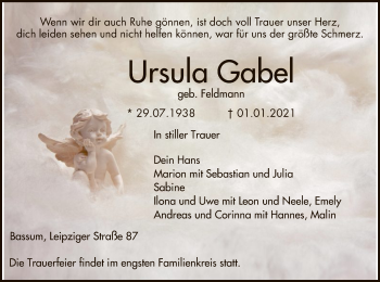 Todesanzeige von Ursula Gabel von SYK