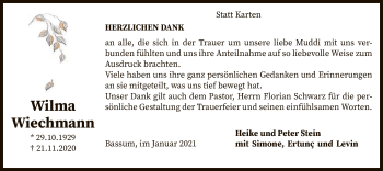 Todesanzeige von Wilma Wiechmann von SYK
