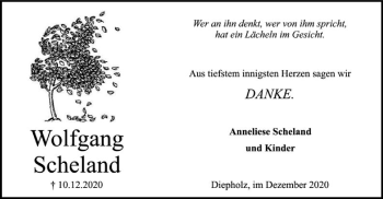 Todesanzeige von Wolfgang Scheland von SYK