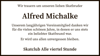 Todesanzeige von Alfred Michalke von SYK