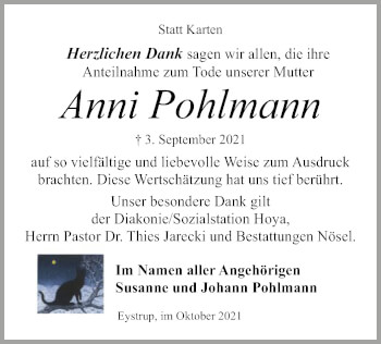 Todesanzeige von Anni Pohlmann von SYK