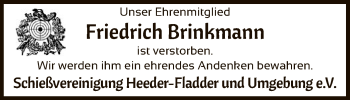 Todesanzeige von Friedrich Brinkmann von SYK