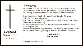 Todesanzeige von Gerhard Sorichter von SYK