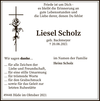 Todesanzeige von Liesel Scholz von SYK