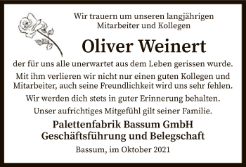 Todesanzeige von Oliver Weinert von SYK