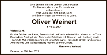 Todesanzeige von Oliver Weinert von SYK