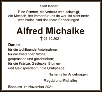 Todesanzeige von Alfred Michalke von SYK