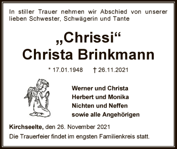Todesanzeige von Christa Brinkmann von SYK