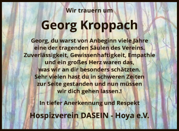 Todesanzeige von Georg Kroppach von SYK