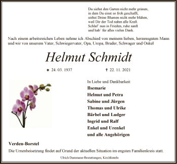 Todesanzeige von Helmut Schmidt von SYK