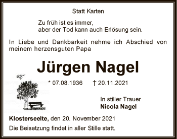 Todesanzeige von Jürgen Nagel von SYK