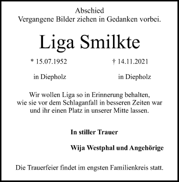 Todesanzeige von Liga Smilkte von SYK