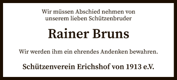 Todesanzeige von Rainer Bruns von SYK
