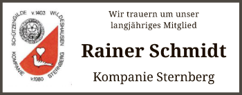 Todesanzeige von Rainer Schmidt von SYK