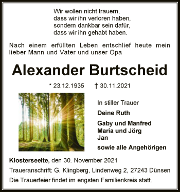 Todesanzeige von Alexander Burtscheid von SYK