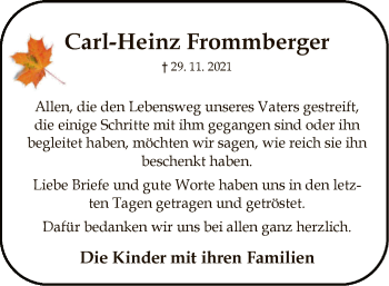 Todesanzeige von Carl-Heinz Frommberger von SYK