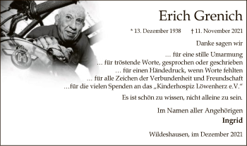 Todesanzeige von Erich Grenich von SYK