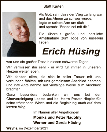 Todesanzeige von Erich Hüsing von SYK