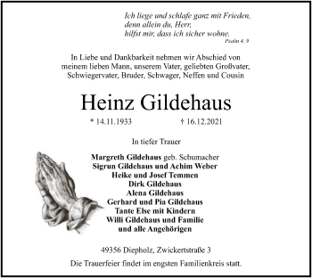 Todesanzeige von Heinz Gildehaus von SYK