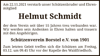 Todesanzeige von Helmut Schmidt von SYK