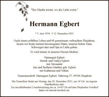 Todesanzeige von Hermann Egbert von SYK