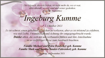 Todesanzeige von Ingeburg Kumme von SYK