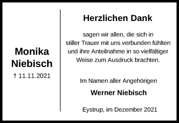 Todesanzeige von Monika Niebisch von SYK