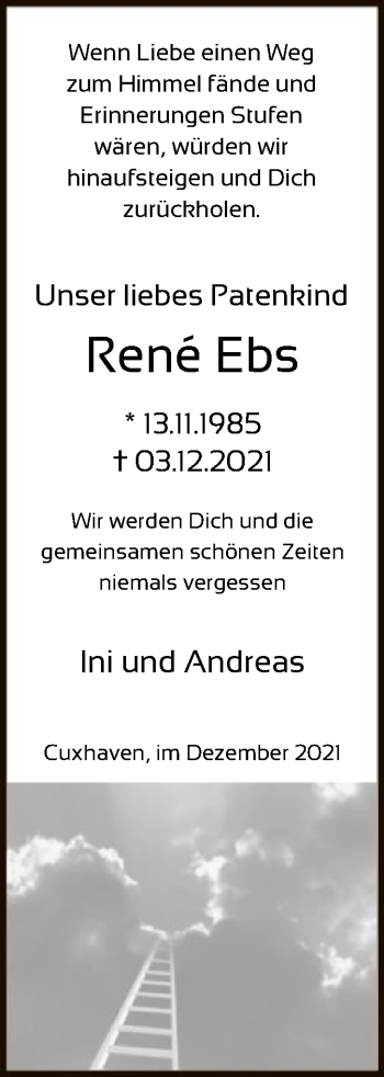 Todesanzeige von Rene Ebs von SYK