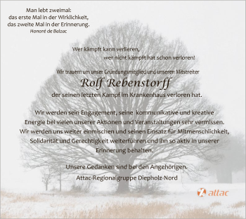 Todesanzeige von Rolf Rebenstorff von SYK