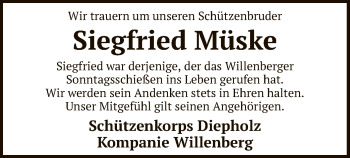 Todesanzeige von Siegfried Müske von SYK