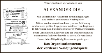 Todesanzeige von Alexander Diel von SYK