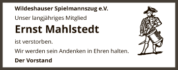 Todesanzeige von Ernst Mahlstedt von SYK