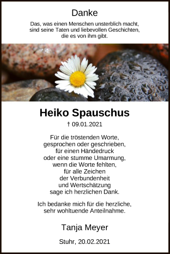 Todesanzeige von Heiko Spauschus von SYK