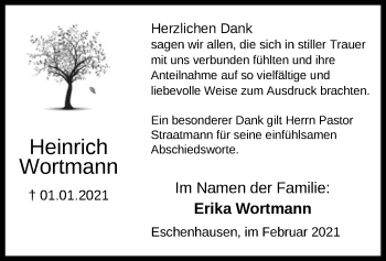 Todesanzeige von Heinrich Wortmann von SYK