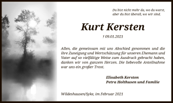 Todesanzeige von Kurt Kersten von SYK