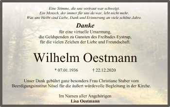Todesanzeige von Wilhelm Oestmann von SYK