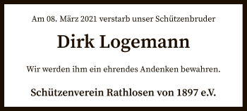 Todesanzeige von Dirk Logemann von SYK
