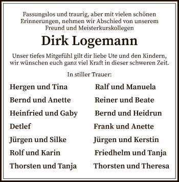 Todesanzeige von Dirk Logemann von SYK