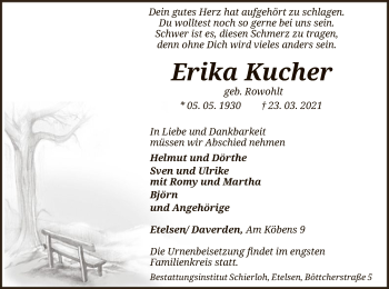 Todesanzeige von Erika Kucher von SYK