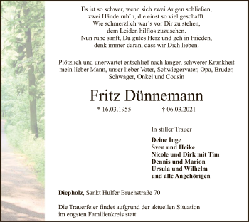 Todesanzeige von Fritz Dünnemann von SYK
