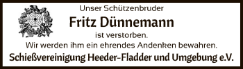 Todesanzeige von Fritz Dünnemann von SYK
