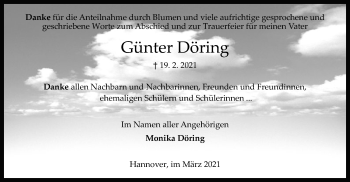 Todesanzeige von Günter Döring von SYK
